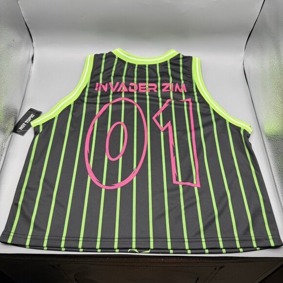 Invader Zim GIR Screaming Striped Juniors Jersey Tank Top LARGE New - Picture 10 of 10